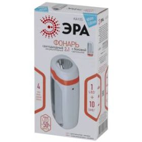 KA10S Фонарь ЭРА 2в1 10SMD+1W Акку 4V900mAh, ЗУ 220V, карт (10/40/1200) ‎