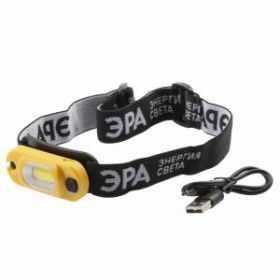 GA-801 Фонарь ЭРА налобный серия "Практик" [3Вт COB, Li аккум, microUSB, шарнир, клипса, бл] (10/60/ ‎