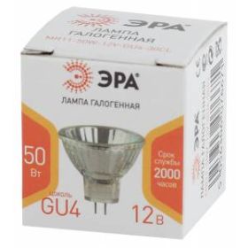 GU4-MR11-50W-12V-30CL ЭРА GU4-MR11-50W-12V-30CL ЭРА (галоген, софит, 50Вт, нейтр, GU4) (10/300/12000 ‎