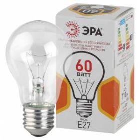 ЭРА A50 груша 60Вт 230В Е27 цв. упаковка (10/100/3600) ‎