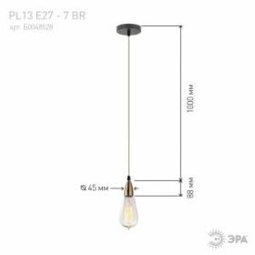 PL13 E27 - 7 BR Подсветка ЭРА Накладной, цоколь Е27, провод 1 м, цвет медь (60/360) ‎
