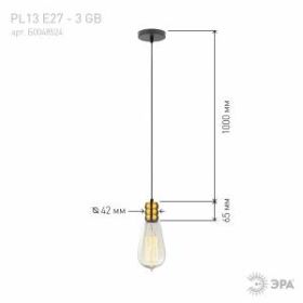 PL13 E27 - 3 GB Подсветка ЭРА Накладной, цоколь Е27, провод 1 м, цвет медь (60/360) ‎