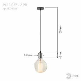 PL13 E27 - 2 PB Подсветка ЭРА Накладной, цоколь Е27, провод 1 м, цвет жемчужно-черный (60/360) ‎
