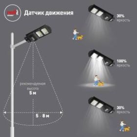 ЭРА Консольный светильник на солн. бат.,SMD, 40W, с датч. движ., ПДУ, 700lm, 5000К, IP65 (6/126) ‎