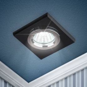 DK8 CH/BK Светильник ЭРА декор стекло квадрат MR16,12V/220V, 50W, хром/черный (50/2100) ‎