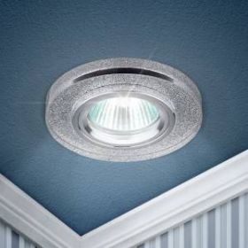 DK7 CH/SHSL Светильник ЭРА декор стекло круглое MR16,12V/220V, 50W, хром/серебряный блеск (50/2100) ‎