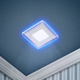 LED 4-9 BL Светильник ЭРА светодиодный квадратный c cиней подсветкой LED 9W 540LM 220V 4000K (40/60 ‎