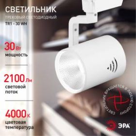 Трековый светильник однофазный ЭРА TR1 - 30 WH 30Вт белый COB ‎