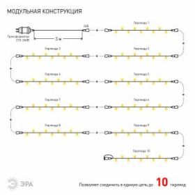 ENON-5B ЭРА Гирлянда LED Нить 5 м теплый свет, 24V, IP44 (80/1920) ‎
