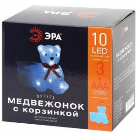 ENIOF - 12 ЭРА Фигура LED Медвежонок с корзинкой, 3АА (12/48) ‎