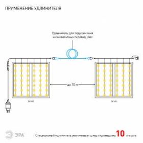 Светодиодная новогодняя гирлянда ЭРА ENOZ-2B Занавес уличная 2 м*2 м желтая 96 LED ‎