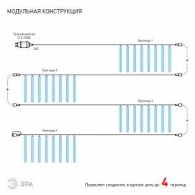 ENOS-02H ЭРА Гирлянда LED Сосульки 2,1м холодный свет, 7V, IP44 (20/400) ‎