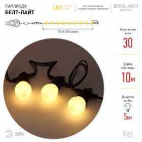 ERABL-WS10 ЭРА Гирлянда ЭРА Белт Лайт набор 10 м,30 LED (шаг 30 см),тепл.свет,220 В,кауч. изол.,IP65 ‎
