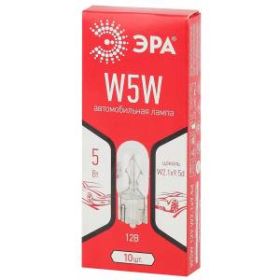 ЭРА Автолампа W5W 12V W2,1x9.5d (лампа габаритных огней, повт. поворота, подсветка номерного знака) ‎