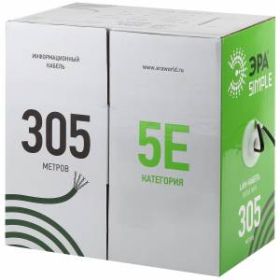 ЭРА Кабель витая пара U/UTP 4x2x24AWG Cat5e CU PE OUTDOOR 305м SIMPLE (2/36) (2/30) ‎