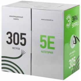 ЭРА Кабель витая пара U/UTP 4x2x24 AWG Cat5e CCA PVC 305м SIMPLE (2/36) ‎