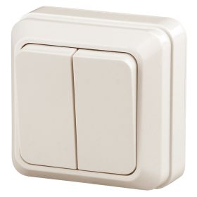 2-104-02 Intro Выключатель двойной, 10А-250В, IP20, ОУ, Quadro, сл.кость (10/200/3600) ‎/ Б0027641