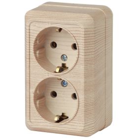 2-204-11 Intro Розетка 2х2P+E Schuko, 16А-250В, IP20, ОУ, Quadro, сосна (10/100/1400) ‎/ Б0027657