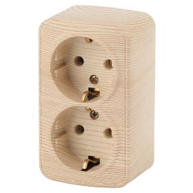 3-204-11 Intro Розетка 2х2P+E Schuko, 16А-250В, IP20, ОУ, Polo, сосна (12/240/2880) ‎/ Б0036110