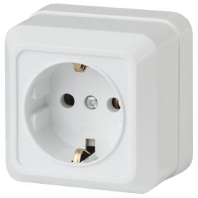 2-202-01 Intro Розетка 2P+E Schuko, 16А-250В, IP20, ОУ, Quadro, белый (10/200/3000) ‎/ Б0027649