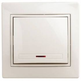 1-102-02 Intro Выключатель с подсветкой, 10А-250В, IP20, СУ, Plano, сл.кость (10/200/2400) ‎/ Б0027598