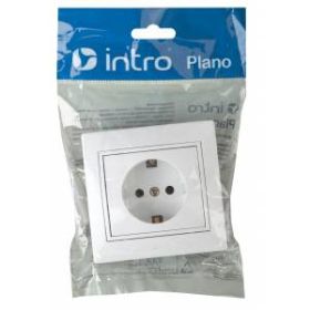 1-202-01 Intro Розетка 2P+E Schuko, 16А-250В, IP20, СУ, Plano, белый (10/200/2000) ‎
