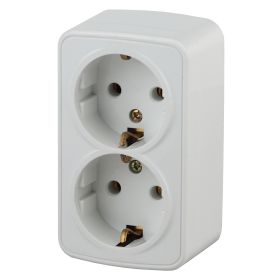 3-204-01 Intro Розетка 2х2P+E Schuko, 16А-250В, IP20, ОУ, Polo, белый (12/240/2880) ‎/ Б0036100