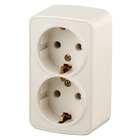 3-204-02 Intro Розетка 2х2P+E Schuko, 16А-250В, IP20, ОУ, Polo, сл.кость (12/240/2880) ‎/ Б0036131