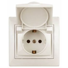 1-203-02 Intro Розетка 2P+E Schuko с крышкой, 16А-250В, IP20, СУ, Plano, сл.кость (10/100/1500) ‎