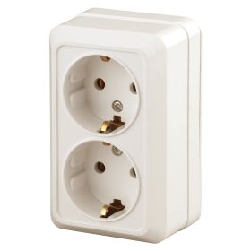 2-204-02 Intro Розетка 2х2P+E Schuko, 16А-250В, IP20, ОУ, Quadro, сл.кость (10/100/1400) ‎/ Б0027656