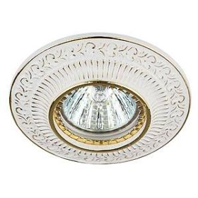 KL50 WH/GD Светильник ЭРА круглый "вензель" MR16,12V/220V, 50W белый/золото (100/1000) ‎/ Б0009326