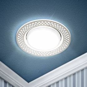 KL79 WH/CH Светильник ЭРА под лампу Gx53 круглый,220V,13W,белый/хром (30/720) ‎