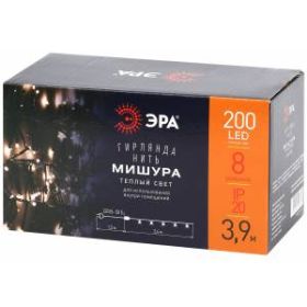 ENIN - GW ЭРА Гирлянда LED Нить Мишура 3,9 м зеленый провод, теплый свет, 220V (24/576) ‎