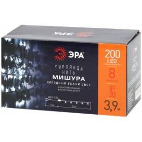 ENIN - GC ЭРА Гирлянда LED Нить Мишура 3,9 м зеленый провод, холодный свет, 220V (24/576) ‎