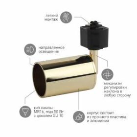 Трековый светильник однофазный ЭРА TR14-GU10 GD MR16 золото ‎