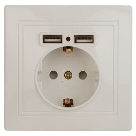 1-410-02 Intro Розетка+USB, IP20, СУ, Plano, слоновая кость (10/100/2500) ‎/ Б0043248