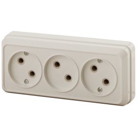 2-205-02 Intro Розетка 3х2P, 16А-250В, IP20, ОУ, Quadro, сл.кость (10/200/2400) ‎/ Б0036142