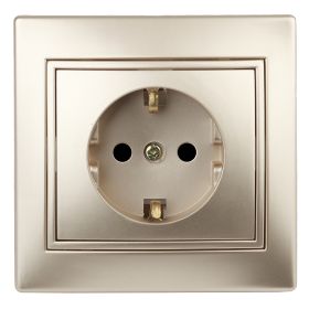 1-202-04 Intro Розетка 2P+E Schuko, 16А-250В, IP20, СУ, Plano, шампань (10/200/2000) ‎/ Б0030059
