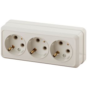 2-206-02 Intro Розетка 3х2P+E, 16А-250В, IP20, ОУ, Quadro, сл.кость (7/140/1680) ‎/ Б0036146