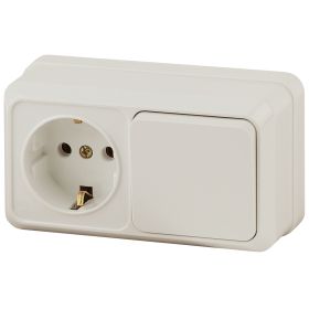 2-701-02 Intro Блок розетка+выкл. гориз. 10(16)А-250В, IP20, ОУ, Quadro, сл.кость (6/120/1440) ‎/ Б0036150