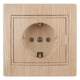 1-206-11 Intro Розетка 2P+E Schuko со шторками, 16А-250В, IP20, СУ, Plano, сосна (10/200/2000) ‎/ Б0030077