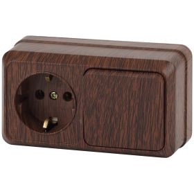 2-701-10 Intro Блок розетка+выкл. гориз. 10(16)А-250В, IP20, ОУ, Quadro, венге (6/120/1800) ‎/ Б0036151