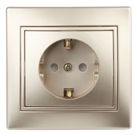 1-206-04 Intro Розетка 2P+E Schuko со шторками, 16А-250В, IP20, СУ, Plano, шампань (10/200/2000) ‎/ Б0030075