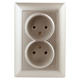 4-204-04 Intro Розетка 2х2P, 16А-250В, СУ, Solo, шампань (10/100/1200) ‎/ Б0043329