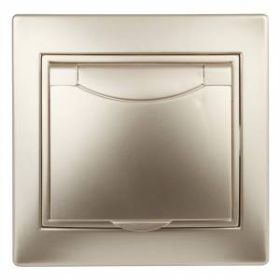 1-203-04 Intro Розетка 2P+E Schuko с крышкой, 16А-250В, IP20, СУ, Plano, шампань (10/100/1500) ‎/ Б0030063