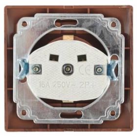 1-206-10 Intro Розетка 2P+E Schuko со шторками, 16А-250В, IP20, СУ, Plano, венге (10/200/2000) ‎