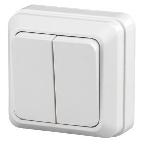 2Э-104-01 Intro Выключатель двойной, 10А-250В, ОУ, б.м.п., Quadro, белый (10/200/3600) ‎/ Б0038839