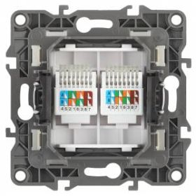 12-3108-14 ЭРА Розетка информационная двойная 2XRJ45, IP20, Эра12, медь (10/100/2500) ‎