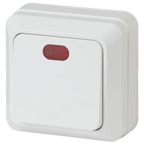 2Э-102-01 Intro Выключатель с подсветкой, 10А-250В, ОУ, б.м.п., Quadro, белый (10/200/2400) ‎/ Б0038837