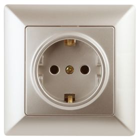 4-202-04 Intro Розетка 2P+E Schuko, 16А-250В, СУ, Solo, шампань (10/200/2000) ‎/ Б0043315